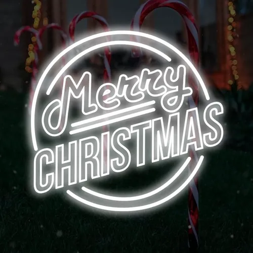 Merry Christmas Double Circle Text Neon Sign - Custom Socks Now