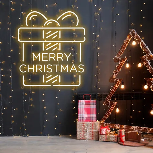 Merry Christmas Gift Neon Sign - Custom Socks Now