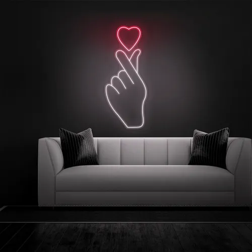 Finger Heart Neon Sign - Custom Socks Now