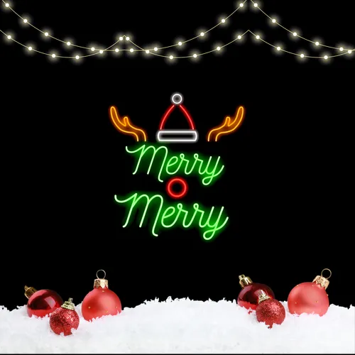 Merry Merry Deer Neon Sign - Custom Socks Now