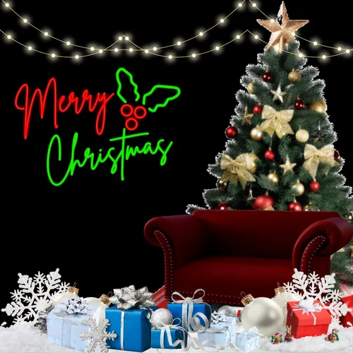 Sparkly Yuletide Neon Sign - Custom Socks Now
