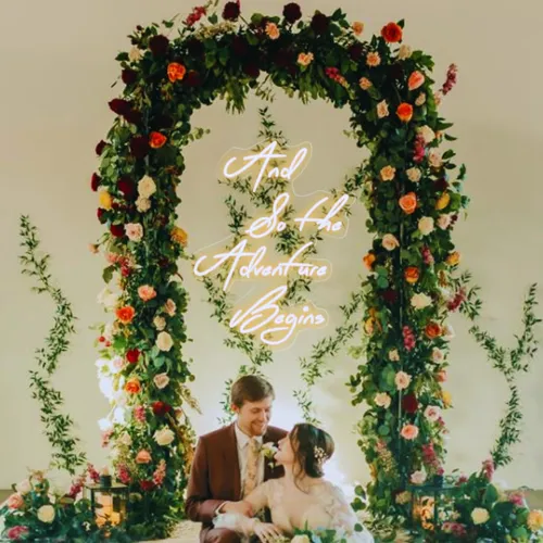 And So The Adventure Begins Wedding Neon Sign - Custom Socks Now