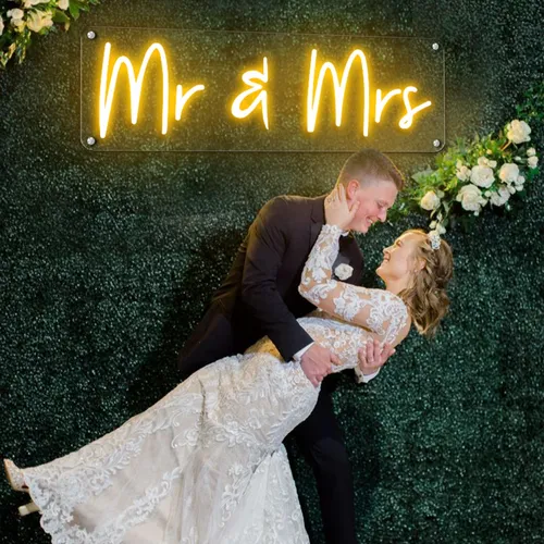 Mr & Mrs Neon Sign - Custom Socks Now