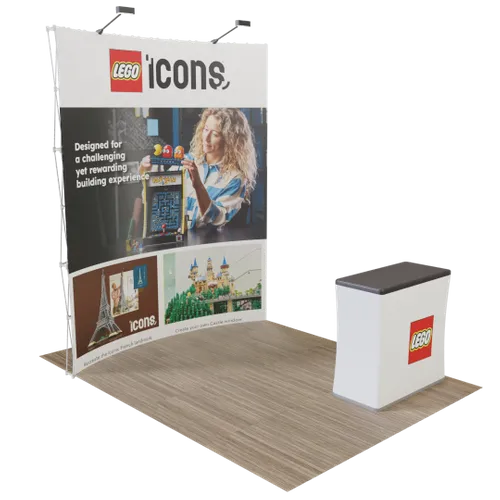 Custom Curved Pop Up Trade Show Display Stand 8' x 8' - Custom Socks Now
