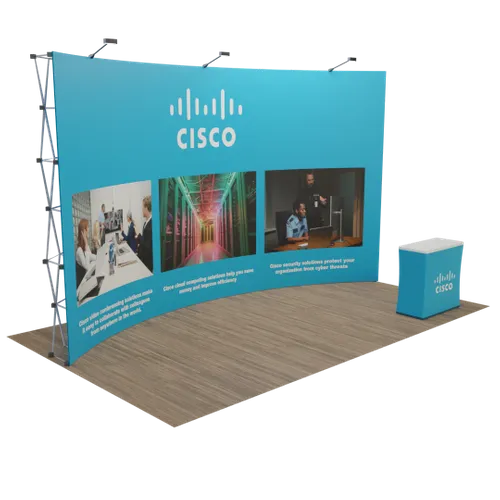 Custom Curved Pop Up Display Stand 20' x 10' (ft) - Custom Socks Now