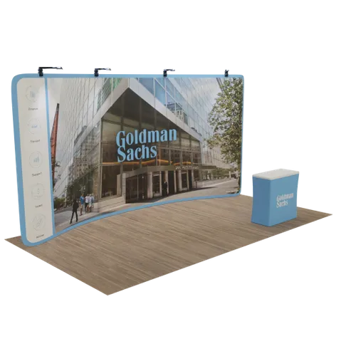 Custom Curved Zip Up Trade Show Display 20' x 8' - Custom Socks Now