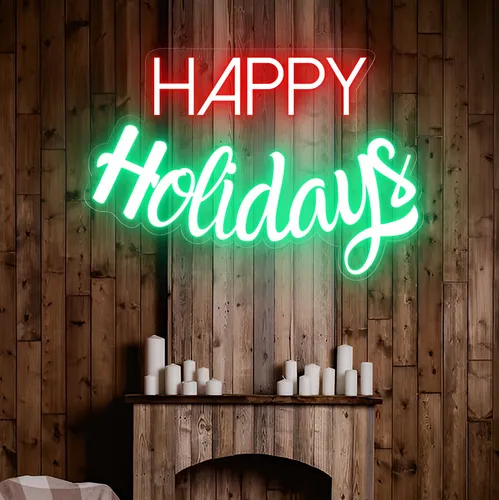 Happy Holidays Neon Sign - Custom Socks Now