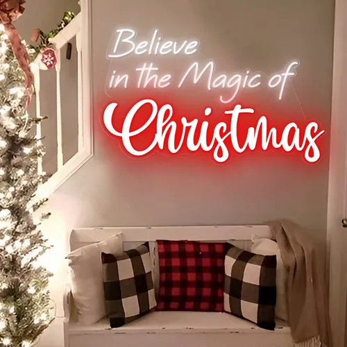 Believe in the Magic of Christmas Neon Sign - Custom Socks Now