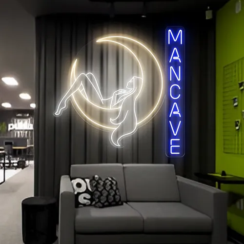 Moon Woman Mancave Neon Sign - Custom Socks Now