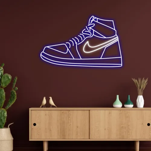 Sneaker Blue White Neon Sign - Custom Socks Now