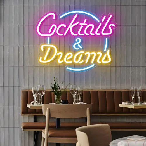 Cocktails and Dreams LED Neon Sign - Custom Socks Now