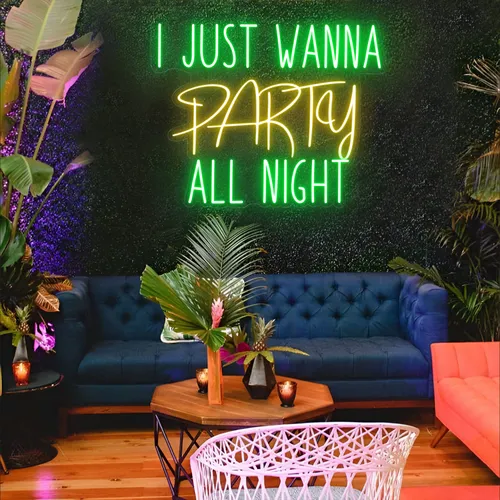 I Just Wanna Party All Night LED Neon Sign - Custom Socks Now