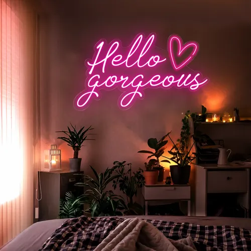 Hello Gorgeous LED Neon Sign - Custom Socks Now