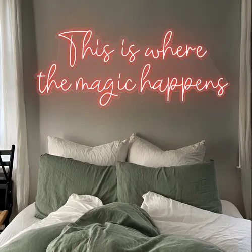 This is Where The Magic Happens Neon Sign - Custom Socks Now