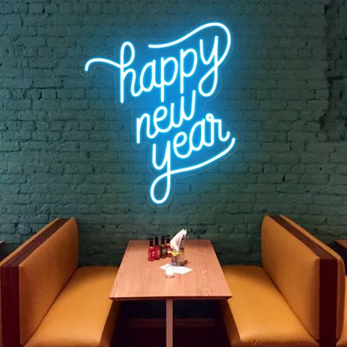 Happy New Year Neon Sign - Custom Socks Now