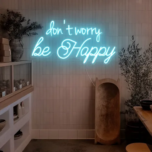 Dont Worry Be Happy Neon Sign - Custom Socks Now