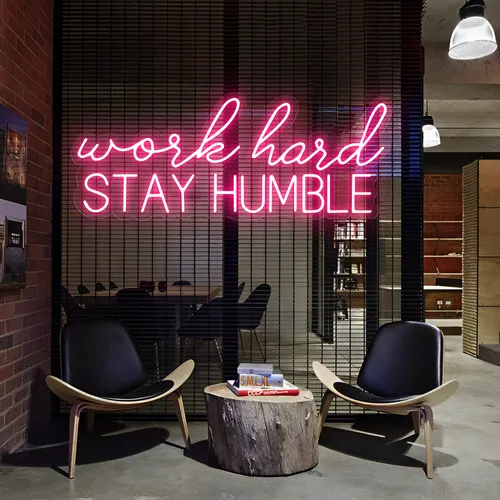 Work Hard Stay Humble Neon Sign - Custom Socks Now