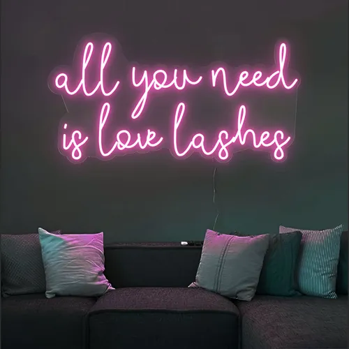 All You Need is Love Lashes Neon Sign - Custom Socks Now