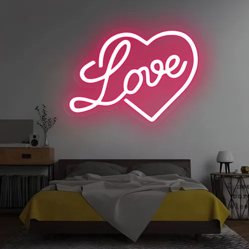 Heart Love Neon Sign - Custom Socks Now