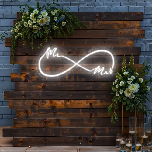 Mr and Mrs Infinity Wedding Neon Sign - Custom Socks Now