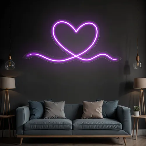 Purple Heart Neon Sign - Custom Socks Now