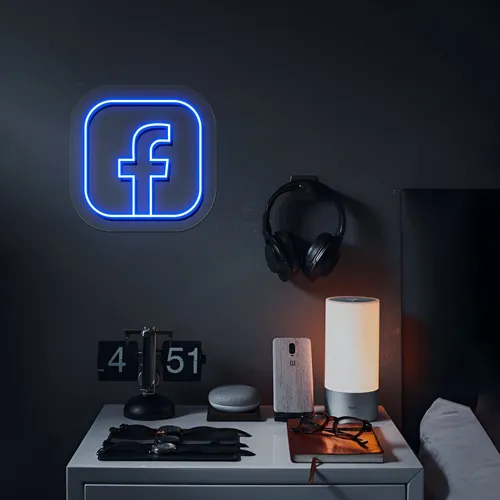 Facebook Logo Neon Sign - Custom Socks Now