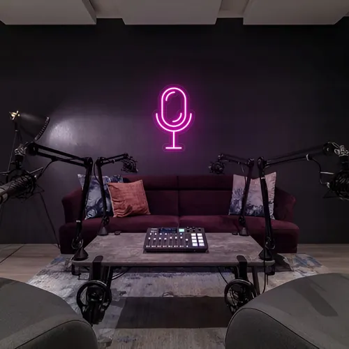 Stream Microphone Neon Sign - Custom Socks Now