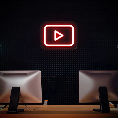 Youtube Play Button Neon Sign - Custom Socks Now