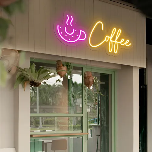 Donut Coffee Neon Sign - Custom Socks Now