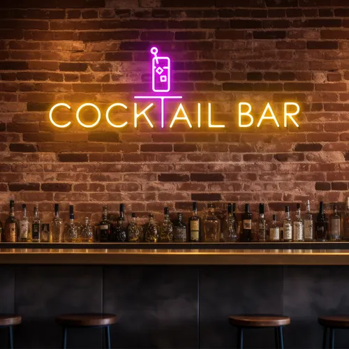 Bold Cocktail Bar Neon Sign - Custom Socks Now