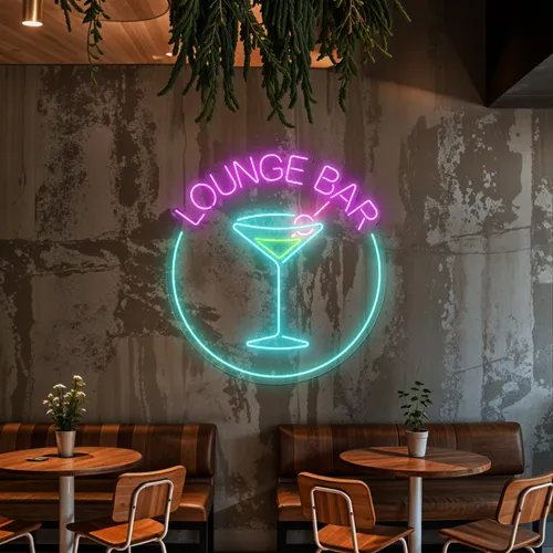 Martini Lounge Bar Neon Sign - Custom Socks Now