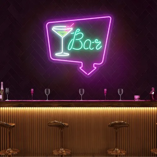Chic Martini Bar Neon Sign - Custom Socks Now
