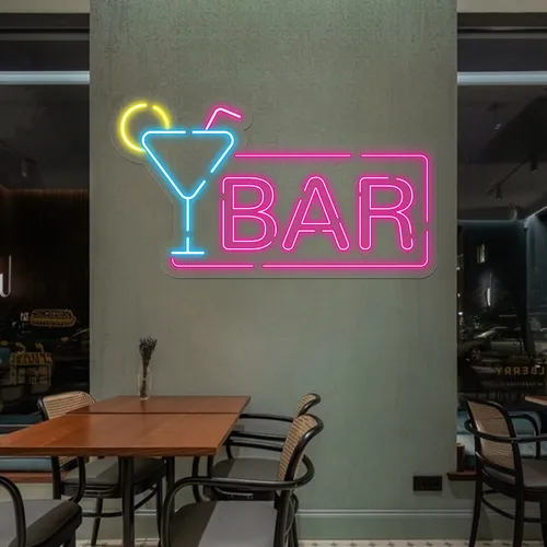 Vibrant Martini Neon Bar Sign - Custom Socks Now