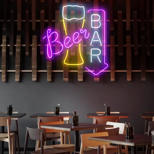 Lively Beer Glass Bar Neon Sign - Custom Socks Now