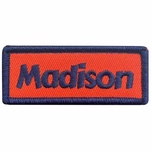 Navy and Orange Madison Name Patch - Custom Socks Now
