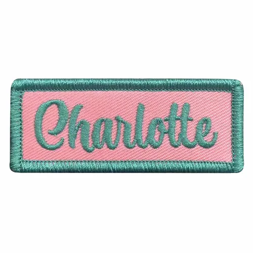 Teal and Pink Charlotte Name Patch - Custom Socks Now