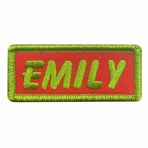 Lime Green and Red Emily Name Patch - Custom Socks Now