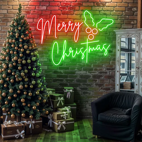 The Merry Christmas Neon Sign - Custom Socks Now