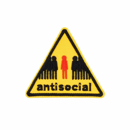 Yellow and Black Antisocial Patch - Custom Socks Now
