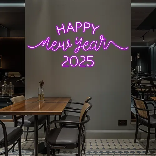 Happy New Year 2024 Neon Sign - Custom Socks Now
