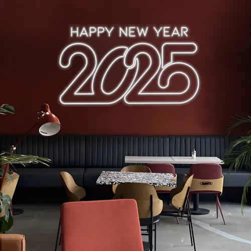 Frosty Happy New Year 2024 Neon Sign - Custom Socks Now
