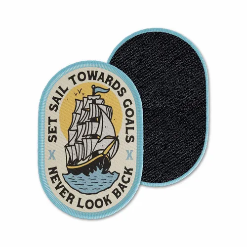 Oval Set Sail Never Look Back Velcro Patch - Custom Socks Now