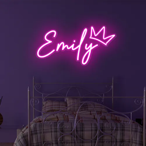 Emily Crown Neon Sign - Custom Socks Now