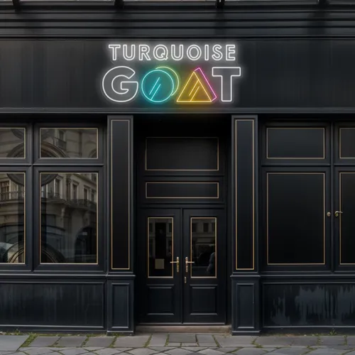 Turquoise Goat Neon Sign - Custom Socks Now