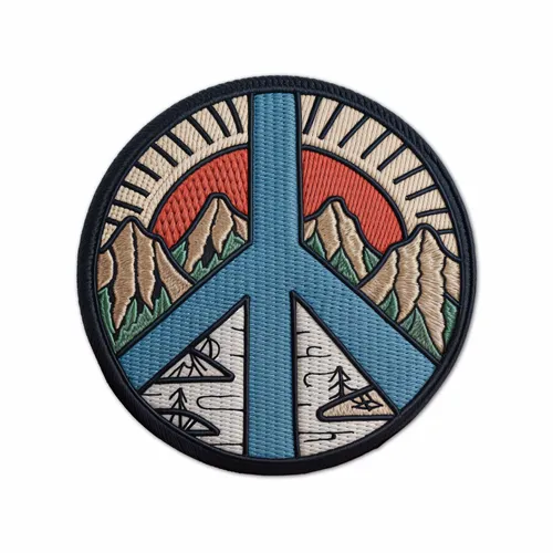 Round Natural Peace Iron On Patch - Custom Socks Now