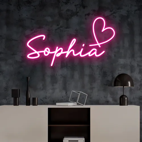 Sophia with Heart Neon Sign - Custom Socks Now