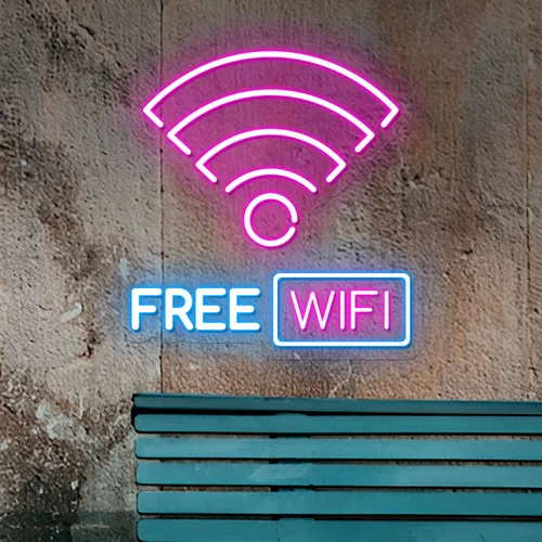 Free WIFI Zone Neon Sign - Custom Socks Now