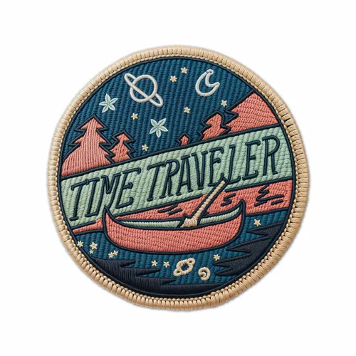 Round Time Traveler Iron On Patch - Custom Socks Now