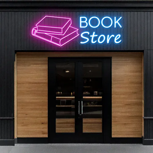 Glowing Book Store Neon Sign - Custom Socks Now
