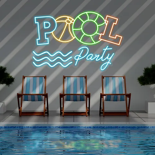 Fun Summer Pool Party Neon Sign - Custom Socks Now